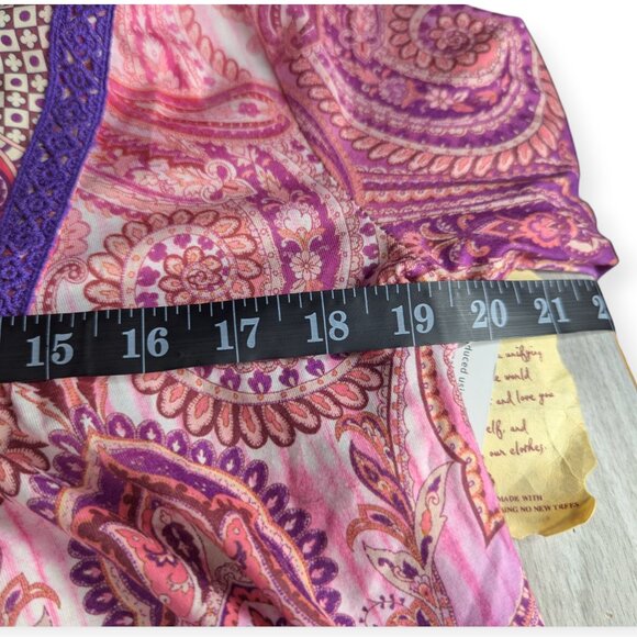 One World Live and Let Live Vibrant Paisley Dress  Purple & Pink Size Large NWT - Picture 11 of 16